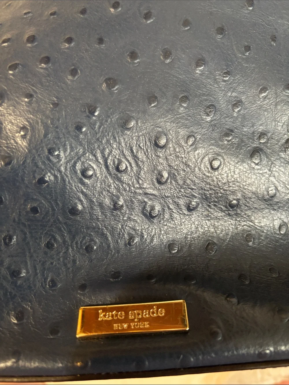kate spade Navy-Ostrich Leather Shoulder Tote